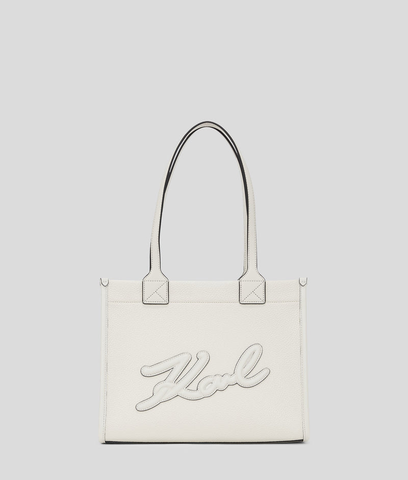 KarlLagerfeld Kskuare Grainy Medium Tote Bag Off White