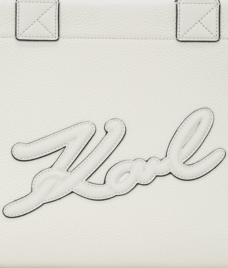 KarlLagerfeld Kskuare Grainy Medium Tote Bag Off White
