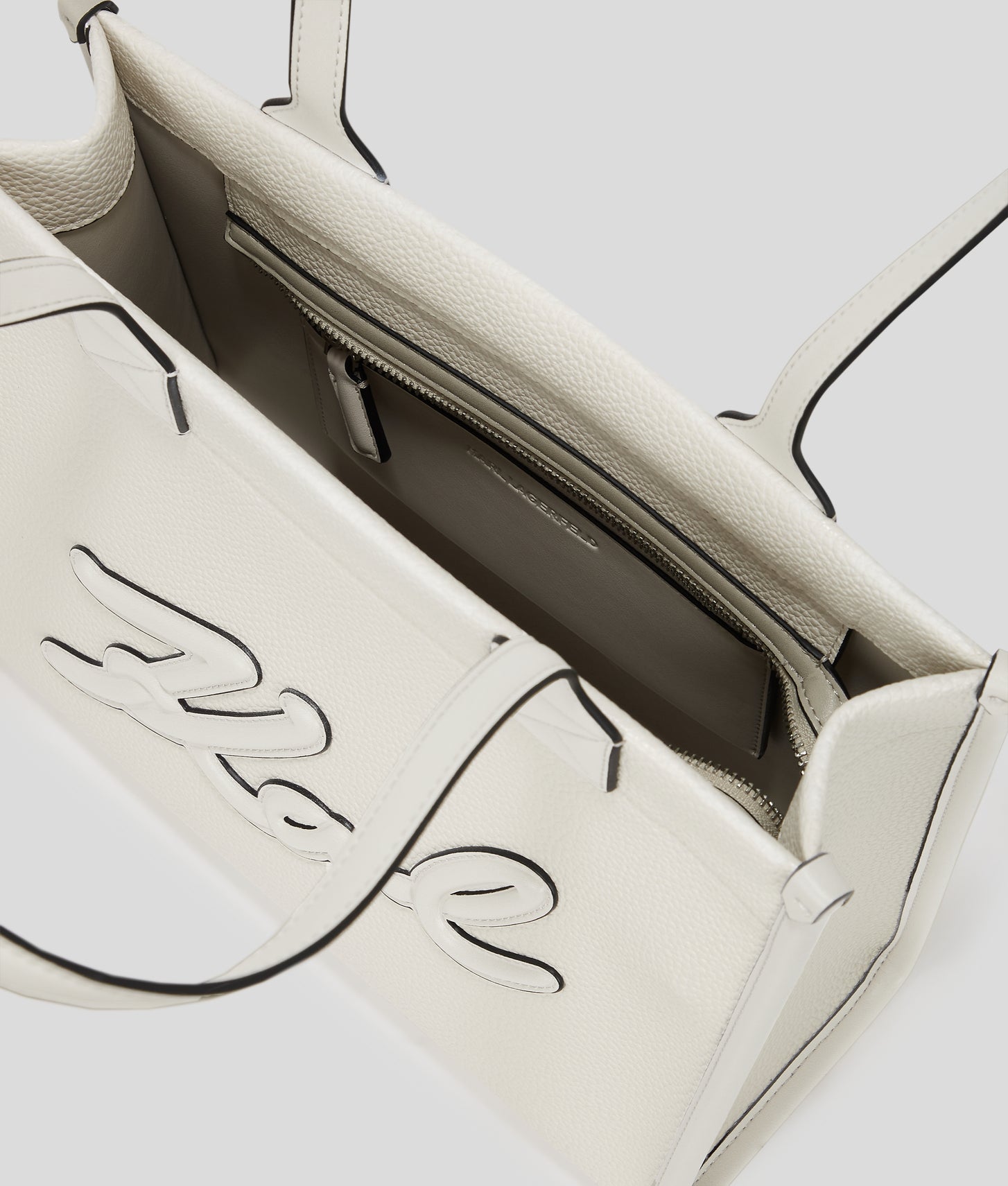 KarlLagerfeld Kskuare Grainy Medium Tote Bag Off White