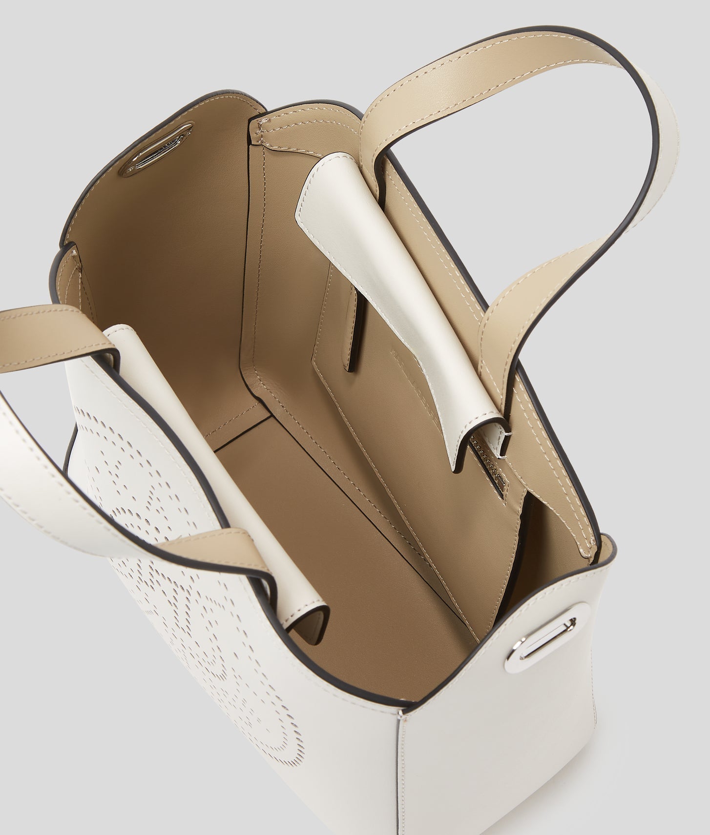 KarlLagerfeld Kcircle Perforated Small Tote Bag Cement