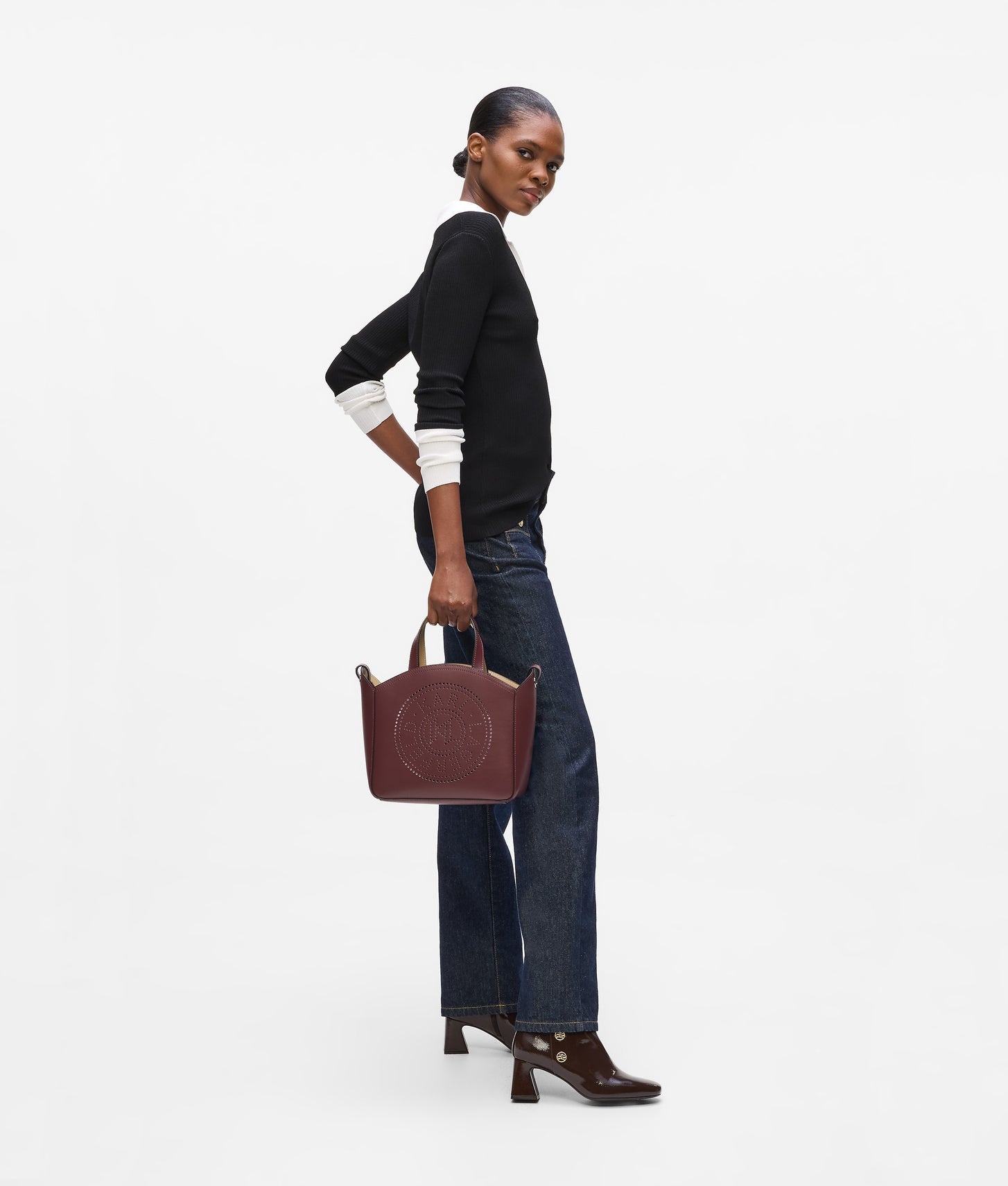 KarlLagerfeld Kcircle Perforated Small Tote Bag Windsor Wine