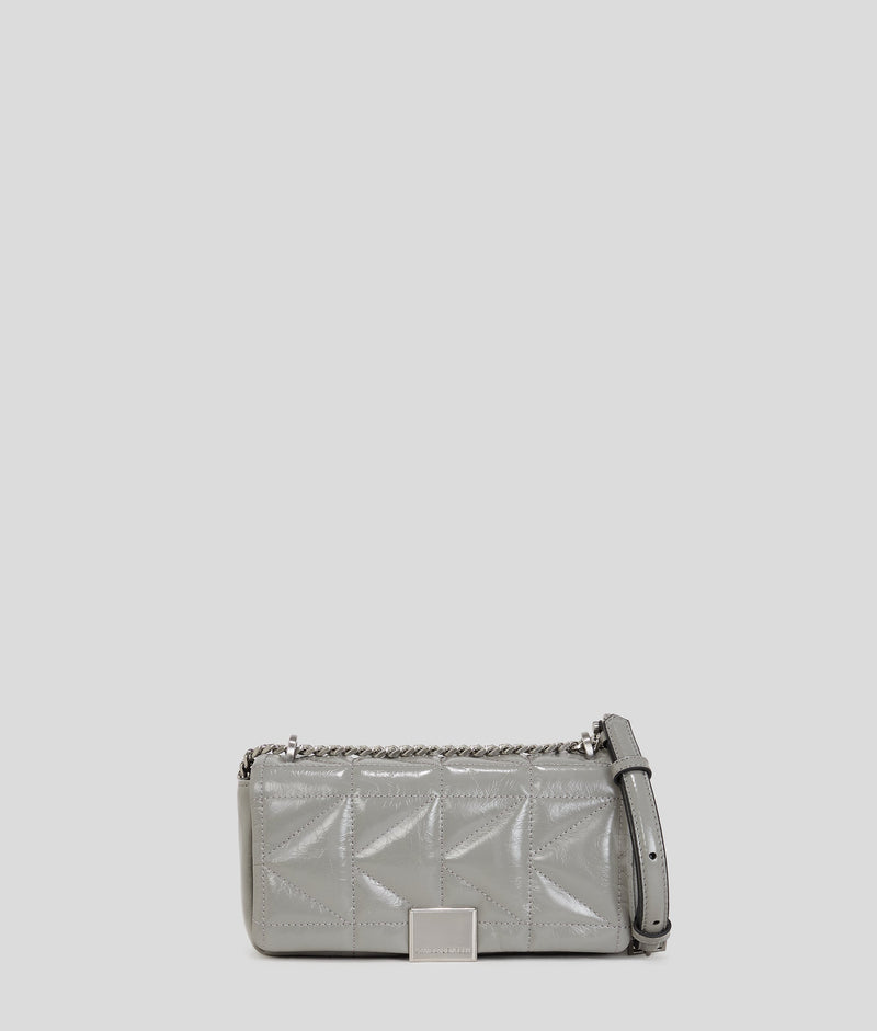 KarlLagerfeld Kkuilt Shiny Small Crossbody Bag Cloud Grey