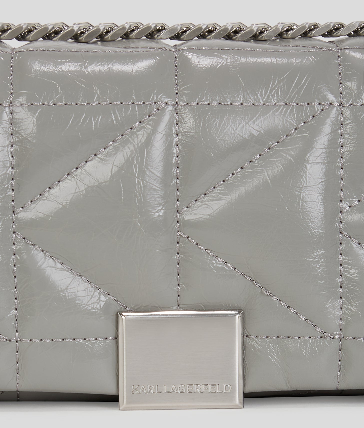 KarlLagerfeld Kkuilt Shiny Small Crossbody Bag Cloud Grey