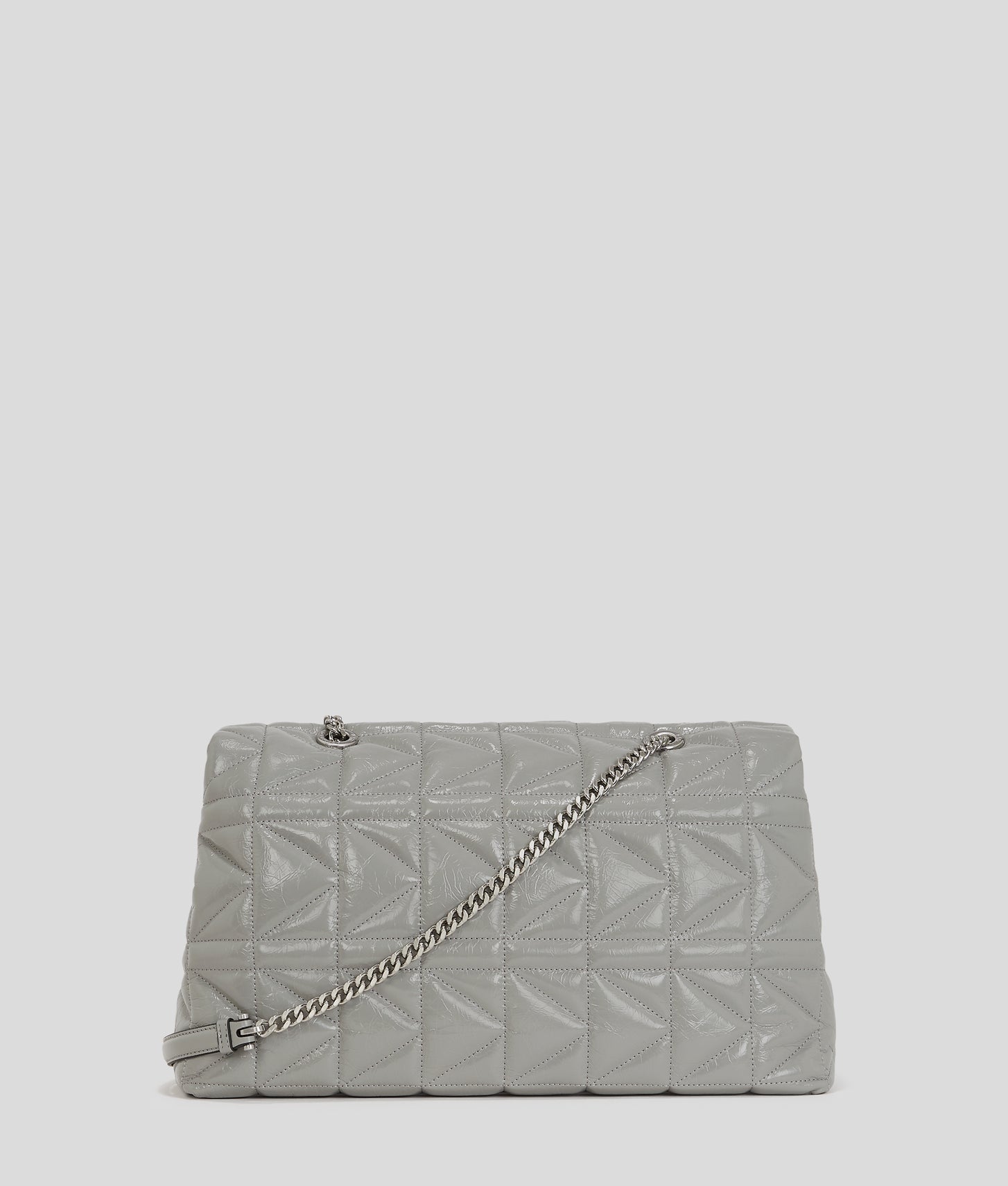 KarlLagerfeld Kkuilt Shiny Large Shoulder Bag Cloud Grey