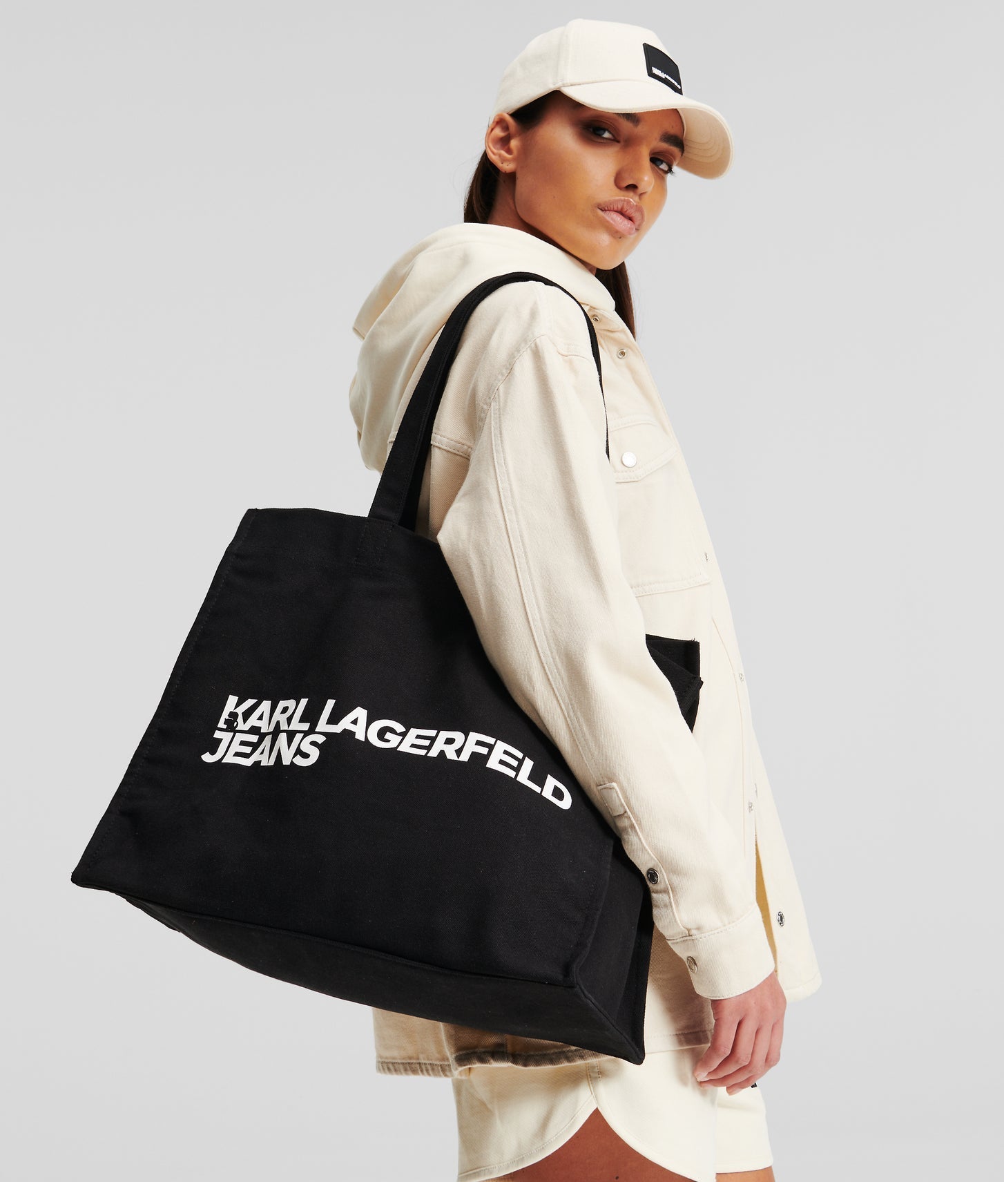 KarlLagerfeld Logo Canvas Shopper Black