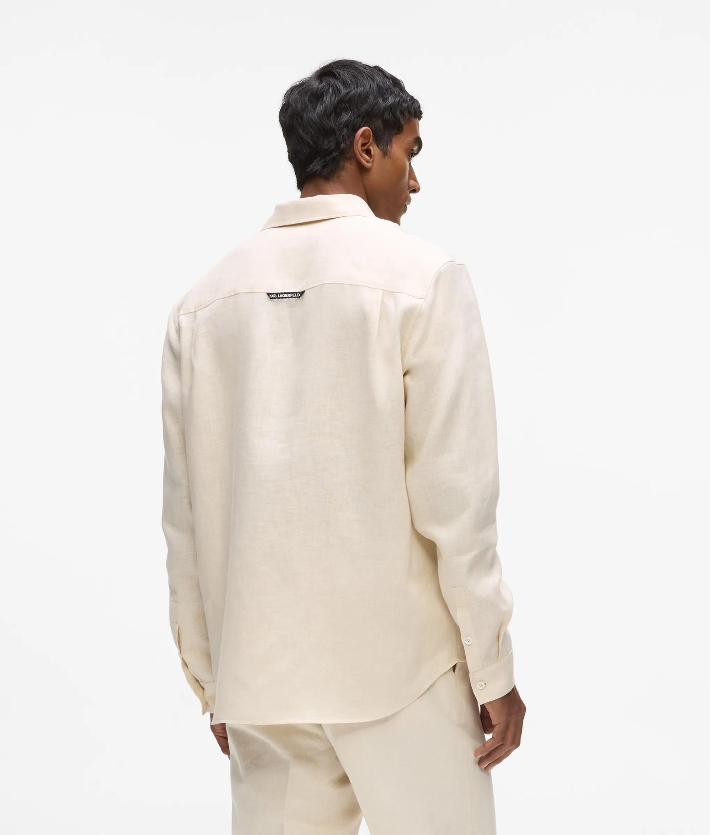 Karl Lagerfeld Monogram Linen Shirt Natural