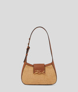 KarlLagerfeld Ksignature Small Woven Shoulder Bag Natural-Tan