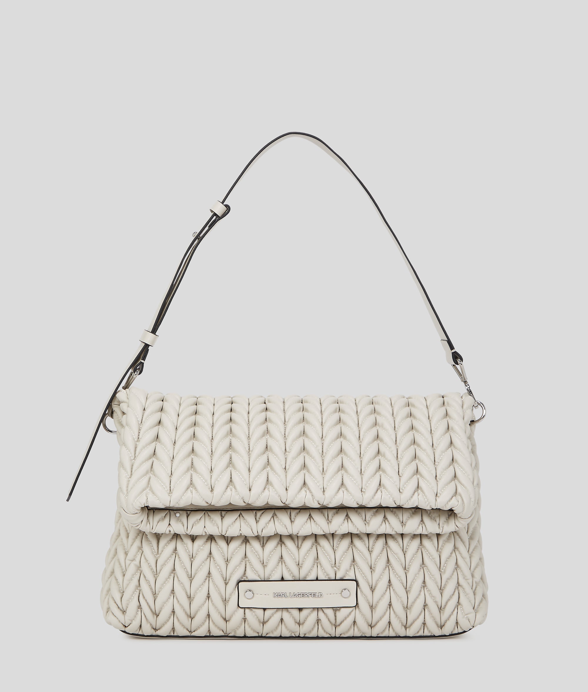 KarlLagerfeld Kweave Large Shoulder Bag Cement