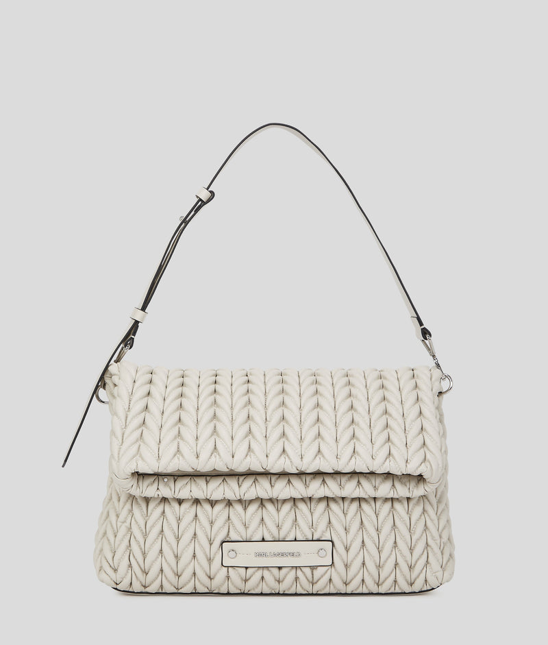 KarlLagerfeld Kweave Large Shoulder Bag Cement