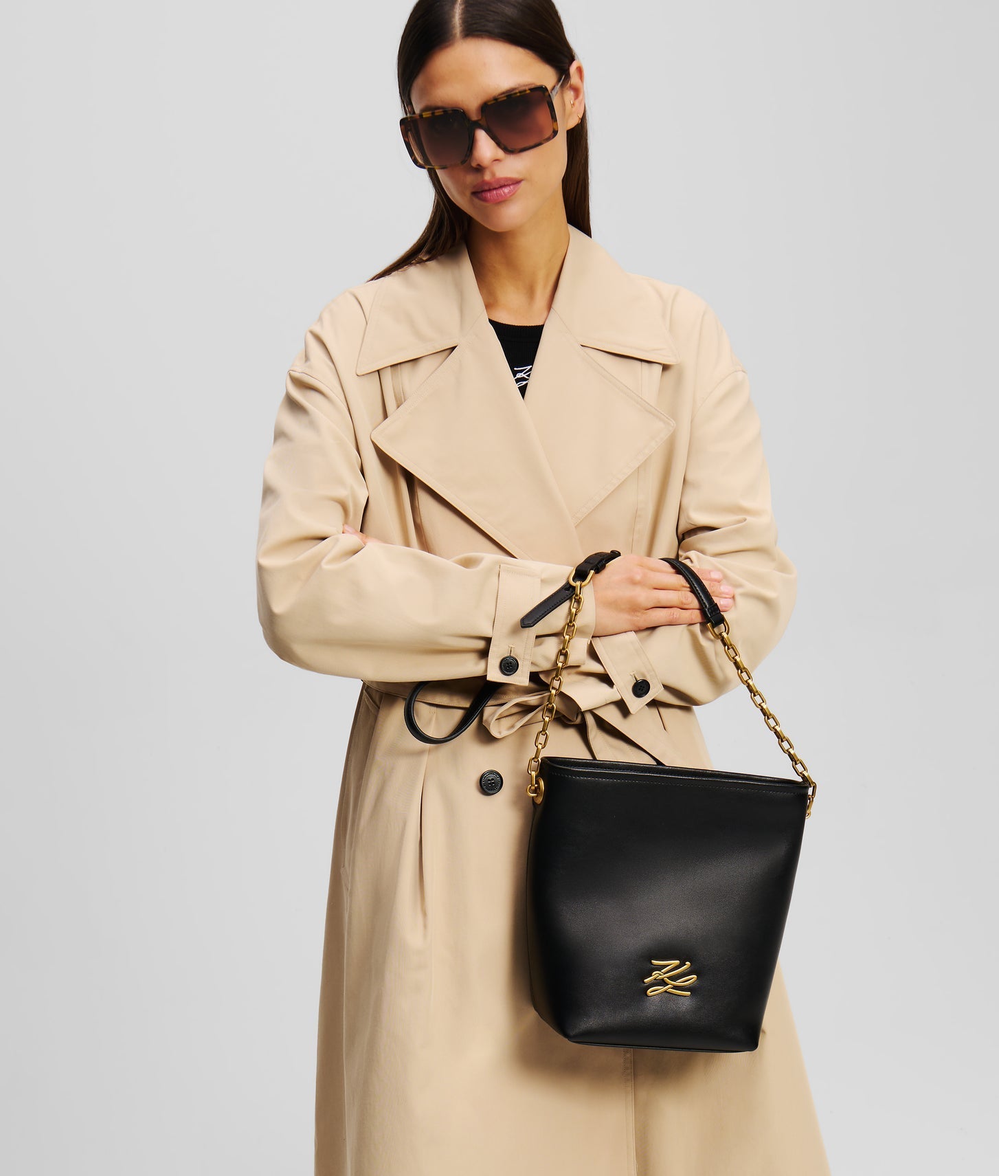 KarlLagerfeld Kautograph Small Bucket Bag Black/Gold