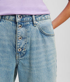 KarlLagerfeld Metal Logo Denim Camera Bag Bright Blue Marble