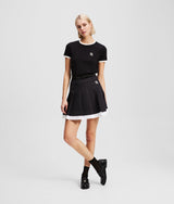 Karl Lagerfeld Ikon Pleated Mini Skirt Black/White