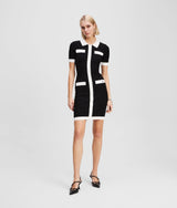 Karl Lagerfeld Contrast Piping Polo Dress Black