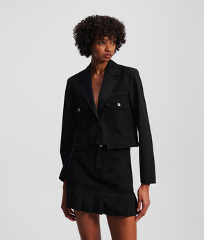 KarlLagerfeld Utility Coated Denim Shoulder Bag Coated Black Denim