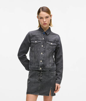 Karl Lagerfeld Denim Lace-Up Mini Skirt Washed Black