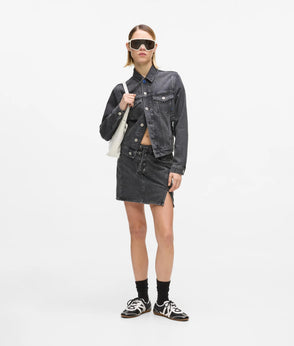 Karl Lagerfeld Denim Lace-Up Mini Skirt Washed Black