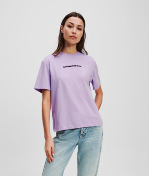 KarlLagerfeld Metal Logo Denim Camera Bag Bright Blue Marble