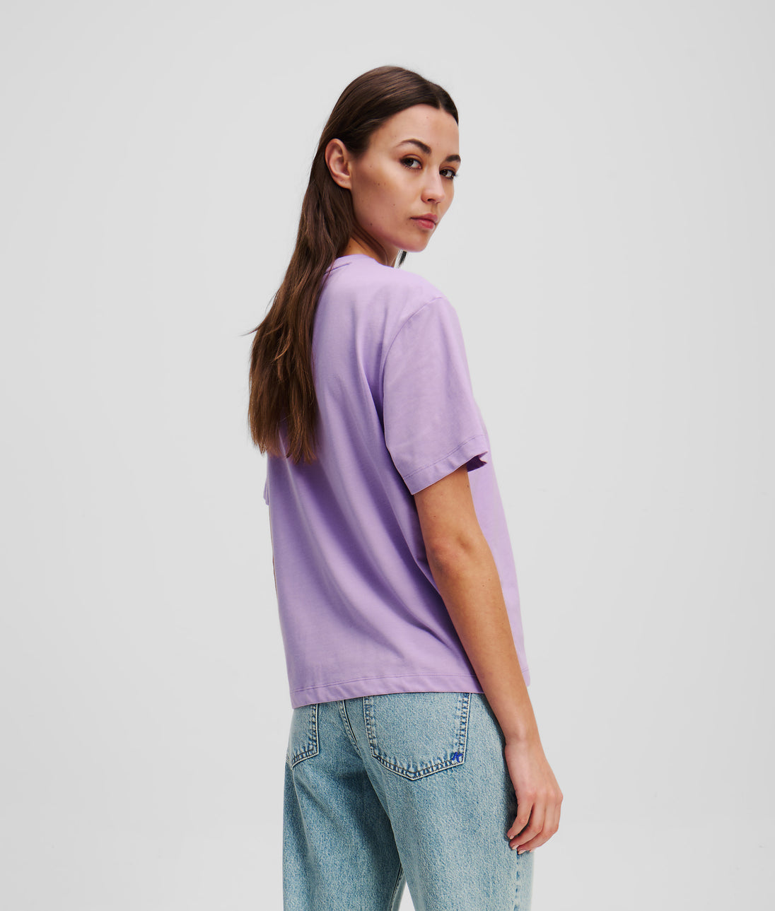 KarlLagerfeld Metal Logo Denim Camera Bag Bright Blue Marble