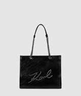 KarlLagerfeld Kskuare Medium Studded Tote Bag Black-Nickel