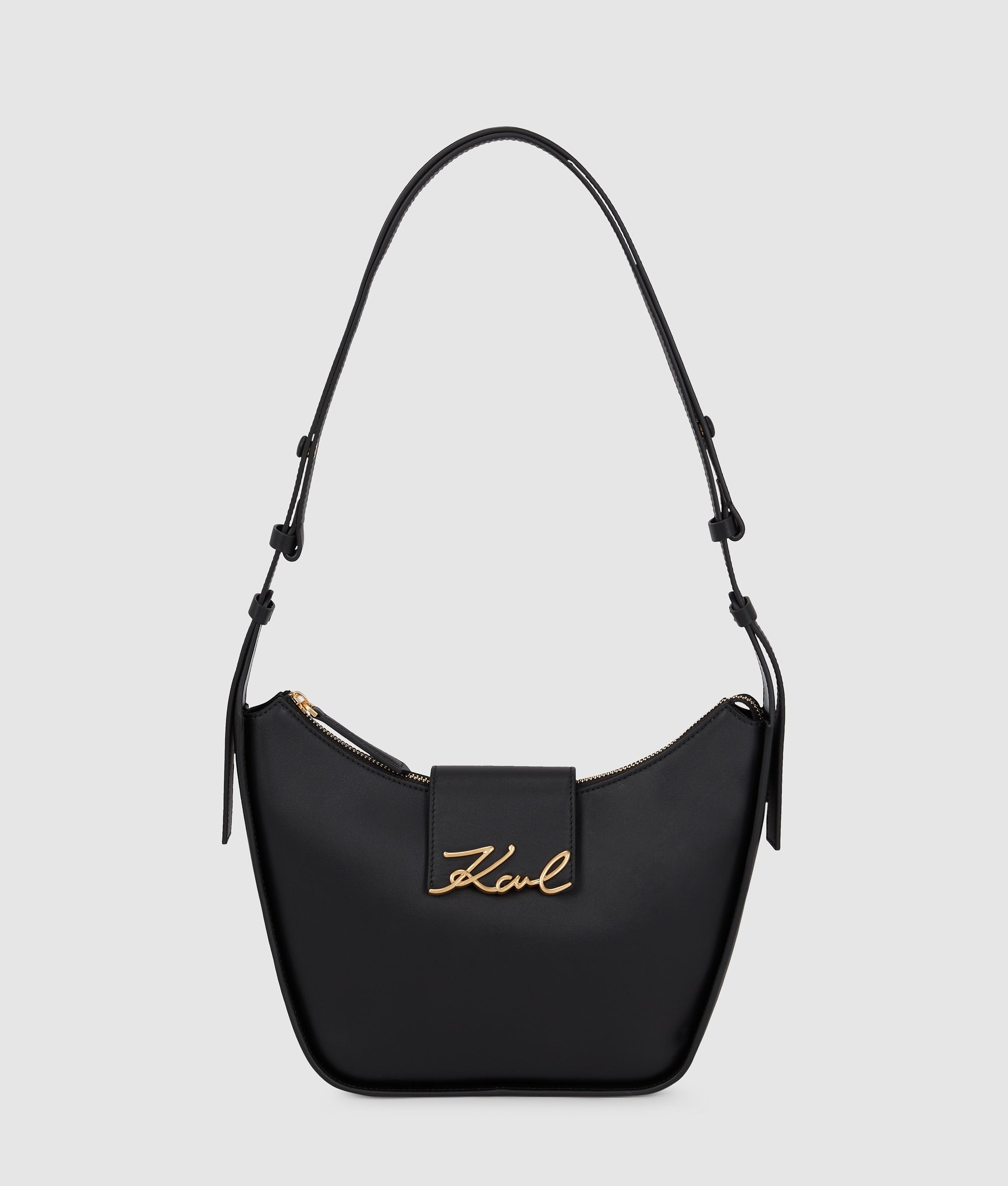 KarlLagerfeld Ksignature Medium Zip Shoulder Bag Black/Gold