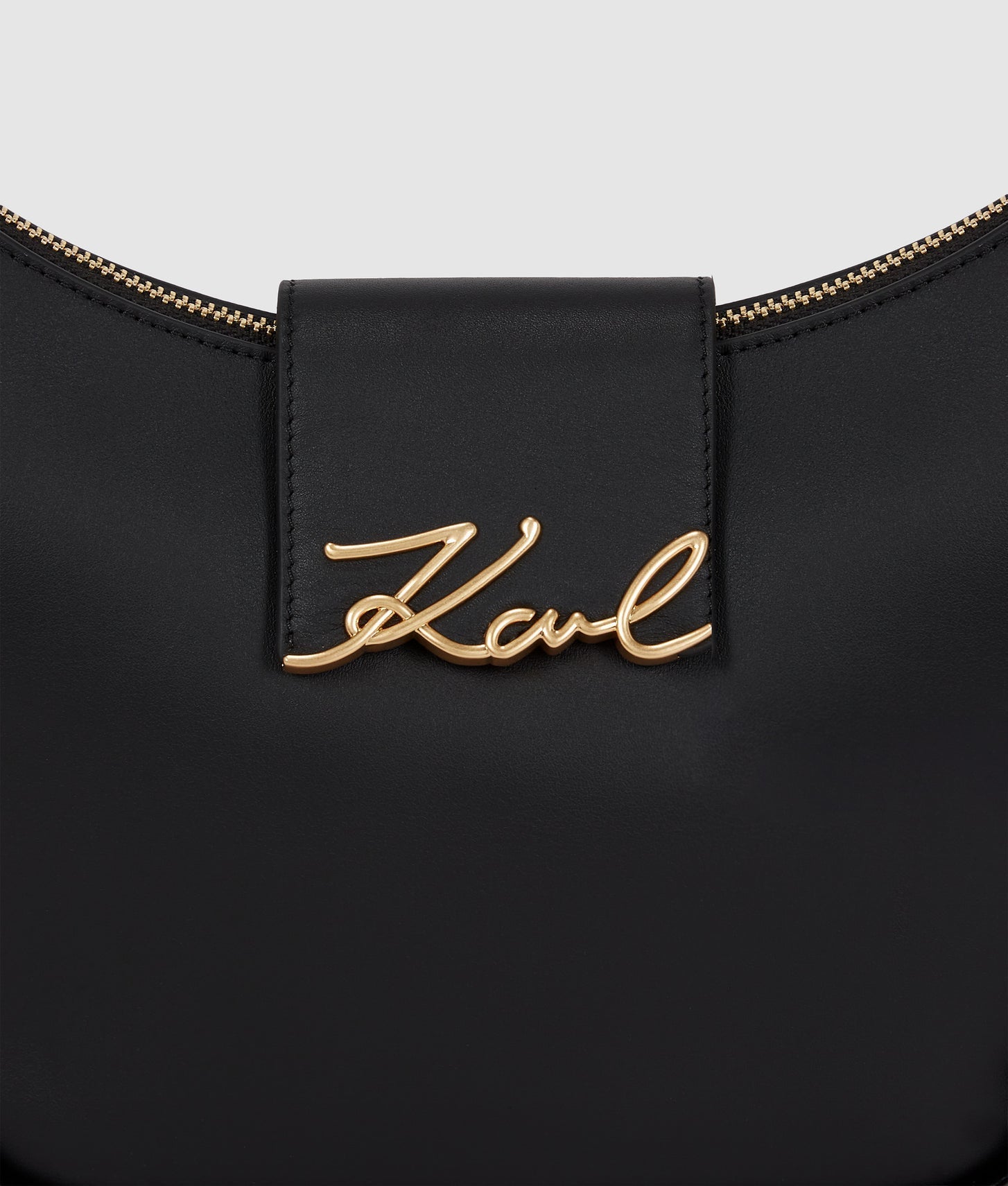 KarlLagerfeld Ksignature Medium Zip Shoulder Bag Black/Gold