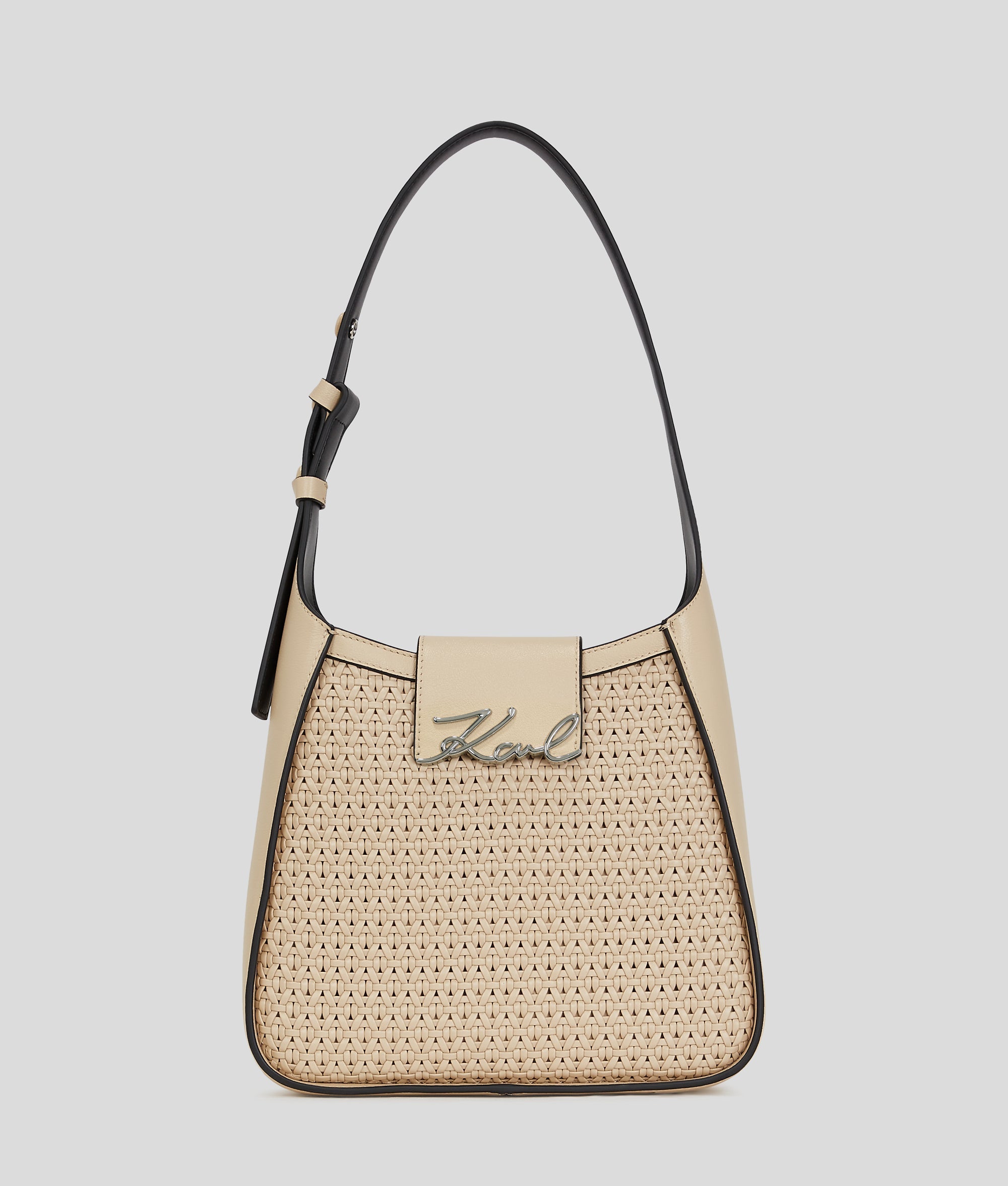 KarlLagerfeld Ksignature Woven Hobo Bag Trench Beige