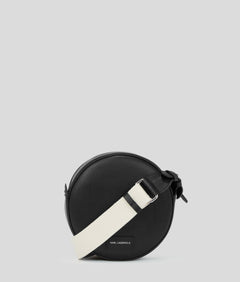 KarlLagerfeld Kcircle Embossed Logo Round Crossbody Bag Black