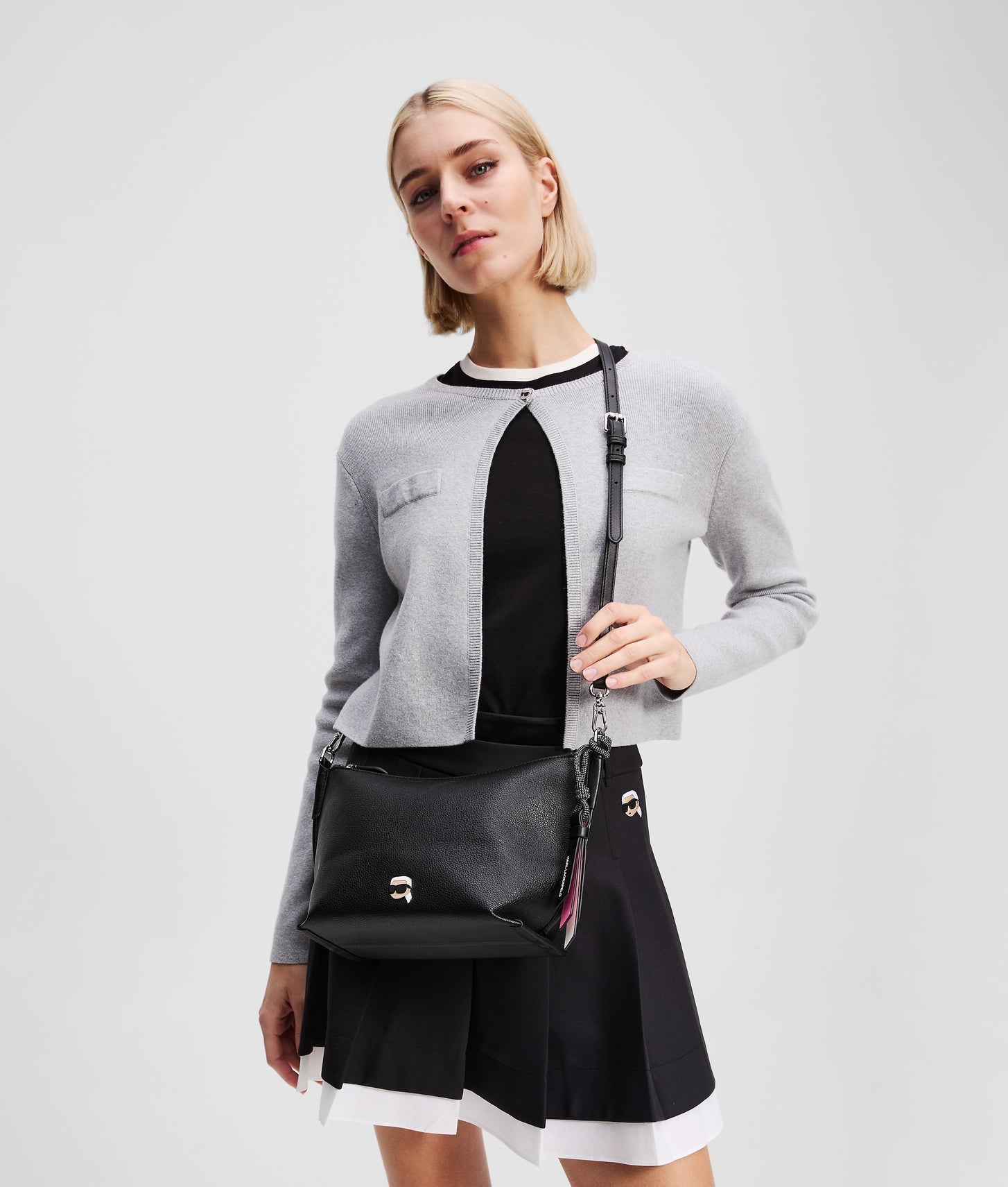 KarlLagerfeld Ikon Grainy Shoulder Bag Black