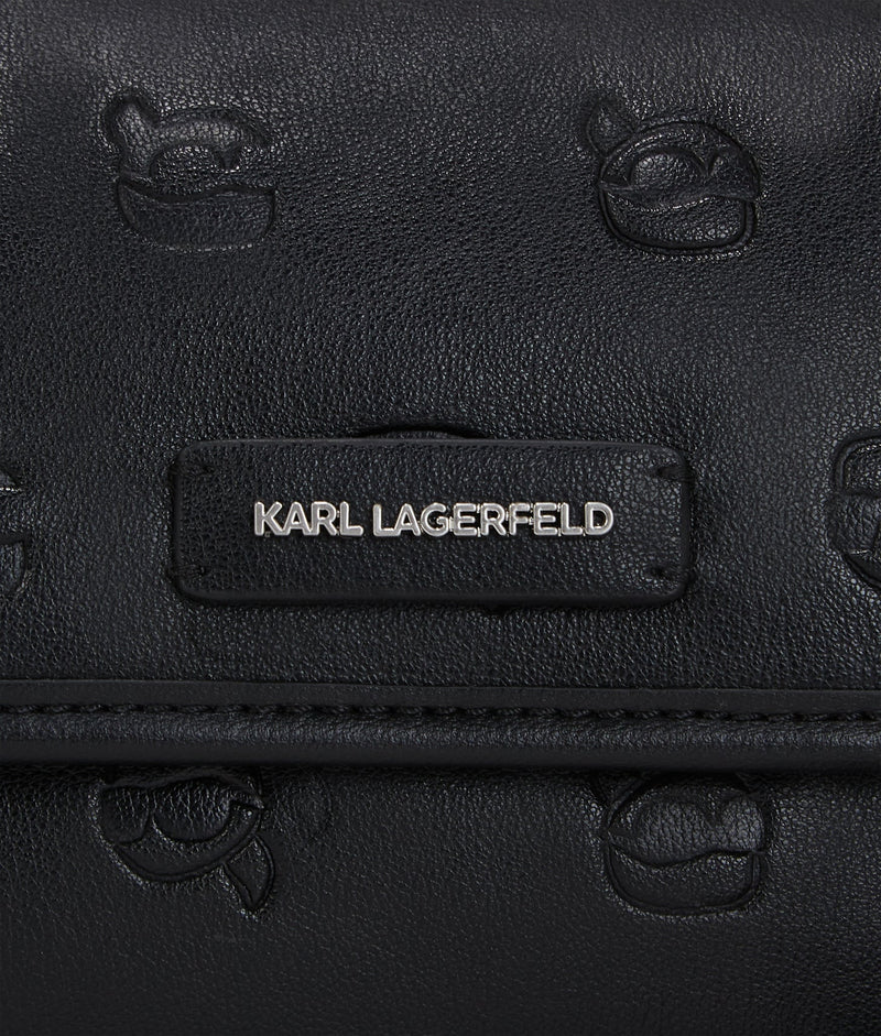 KarlLagerfeld Ikon Monogram Small Shoulder Bag All Over Print Tonal Black