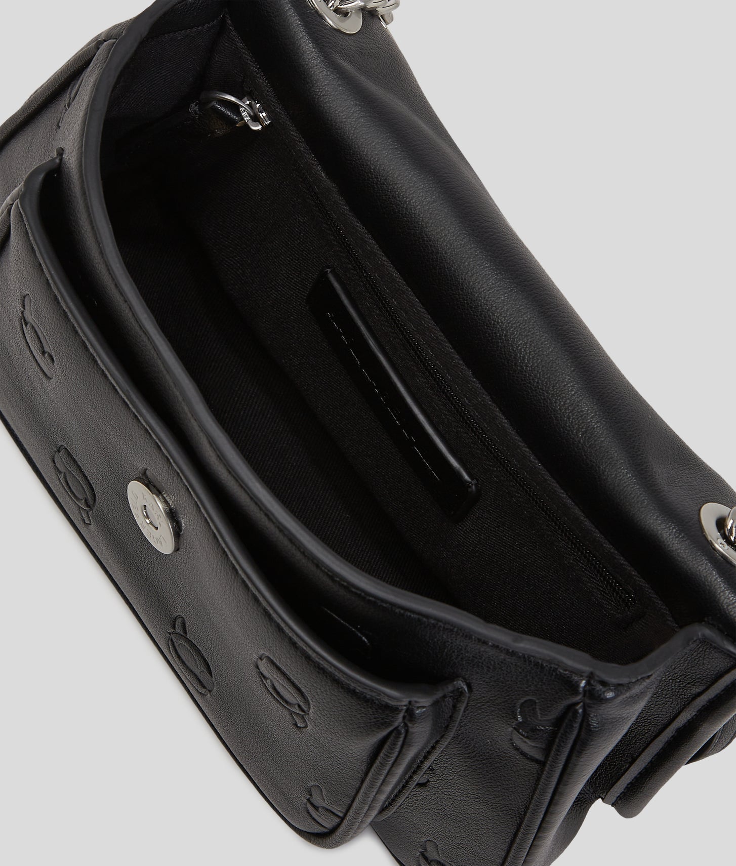 KarlLagerfeld Ikon Monogram Small Shoulder Bag All Over Print Tonal Black