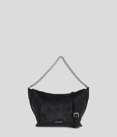 KarlLagerfeld Ikon Monogram Shoulder Bag All Over Print Tonal Black