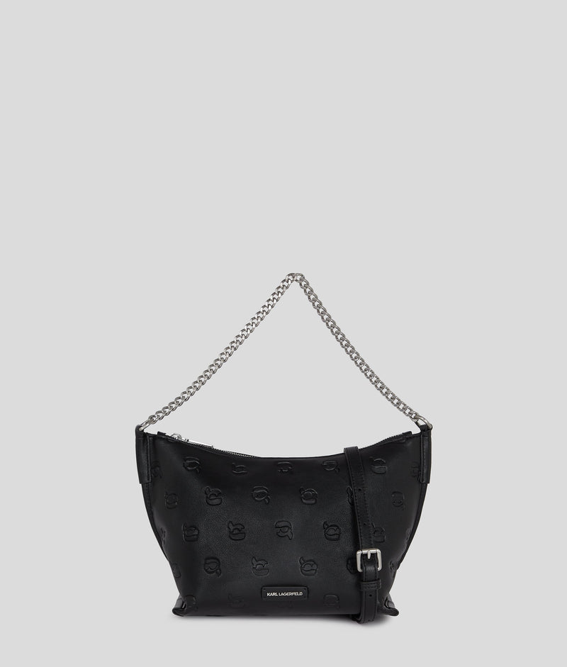 KarlLagerfeld Ikon Monogram Shoulder Bag All Over Print Tonal Black