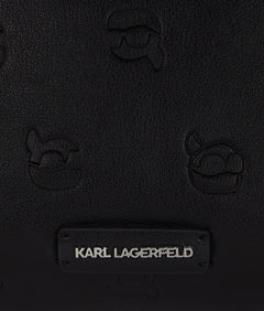 KarlLagerfeld Ikon Monogram Shoulder Bag All Over Print Tonal Black