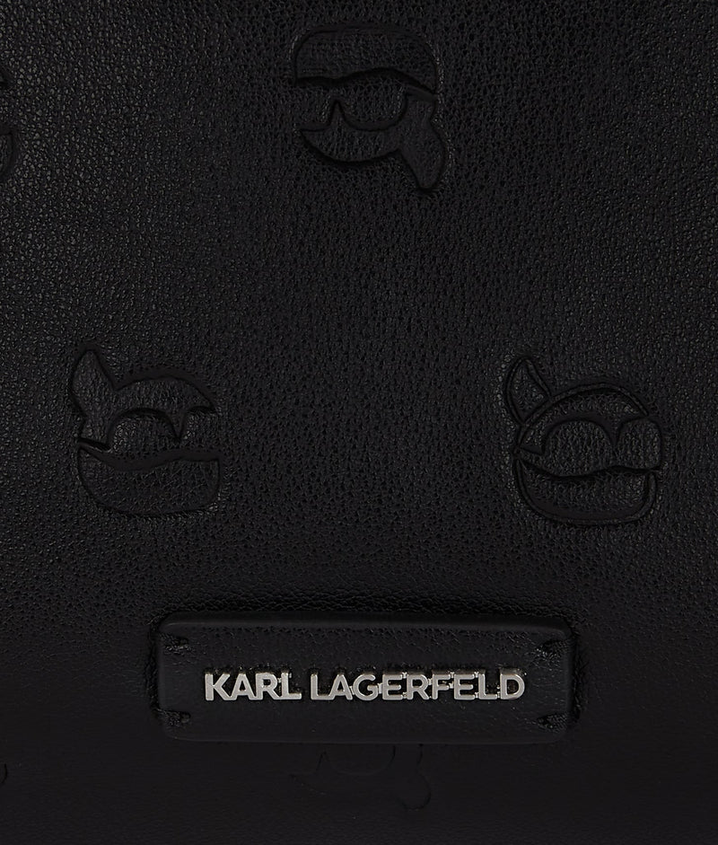 KarlLagerfeld Ikon Monogram Shoulder Bag All Over Print Tonal Black
