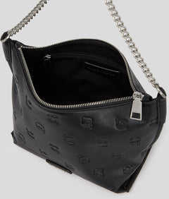KarlLagerfeld Ikon Monogram Shoulder Bag All Over Print Tonal Black