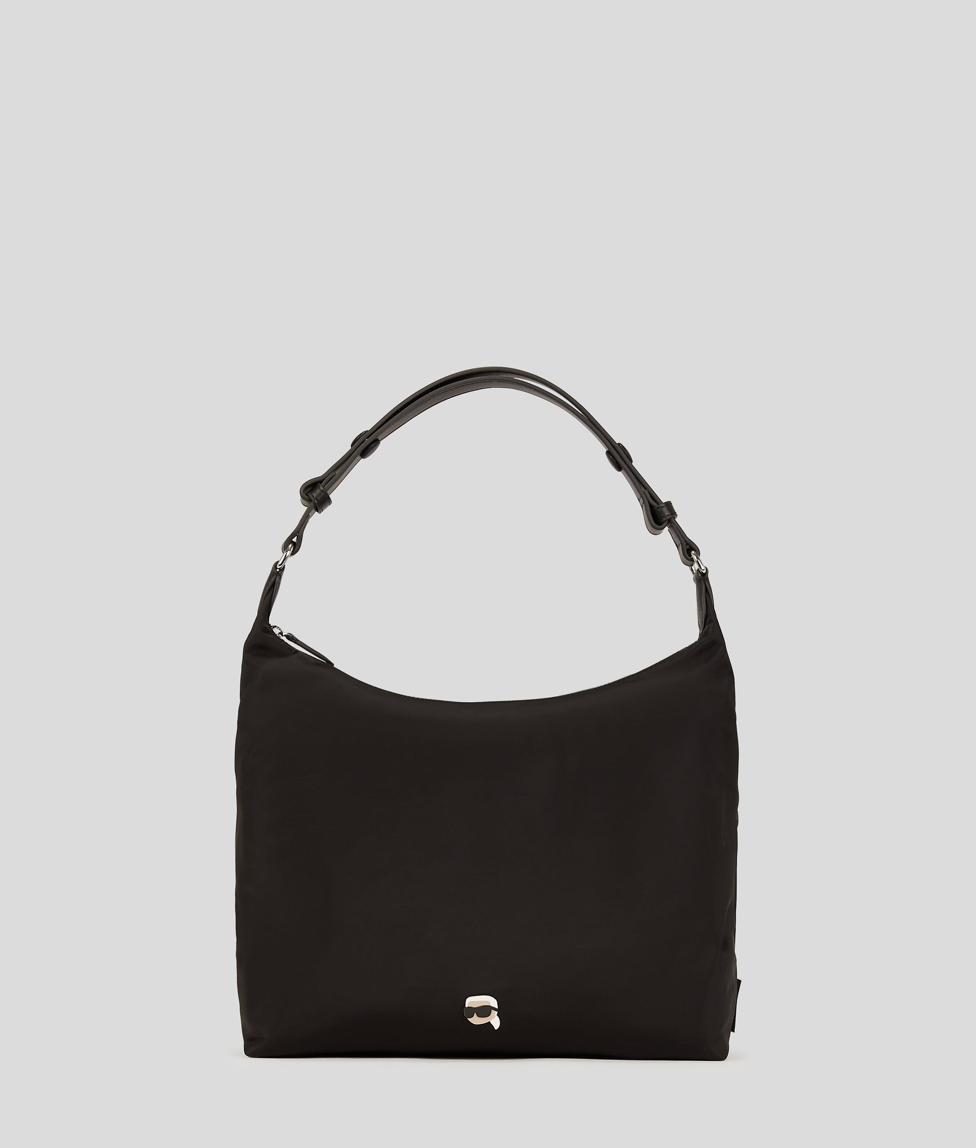 KarlLagerfeld Ikon Nylon Hobo Bag Black