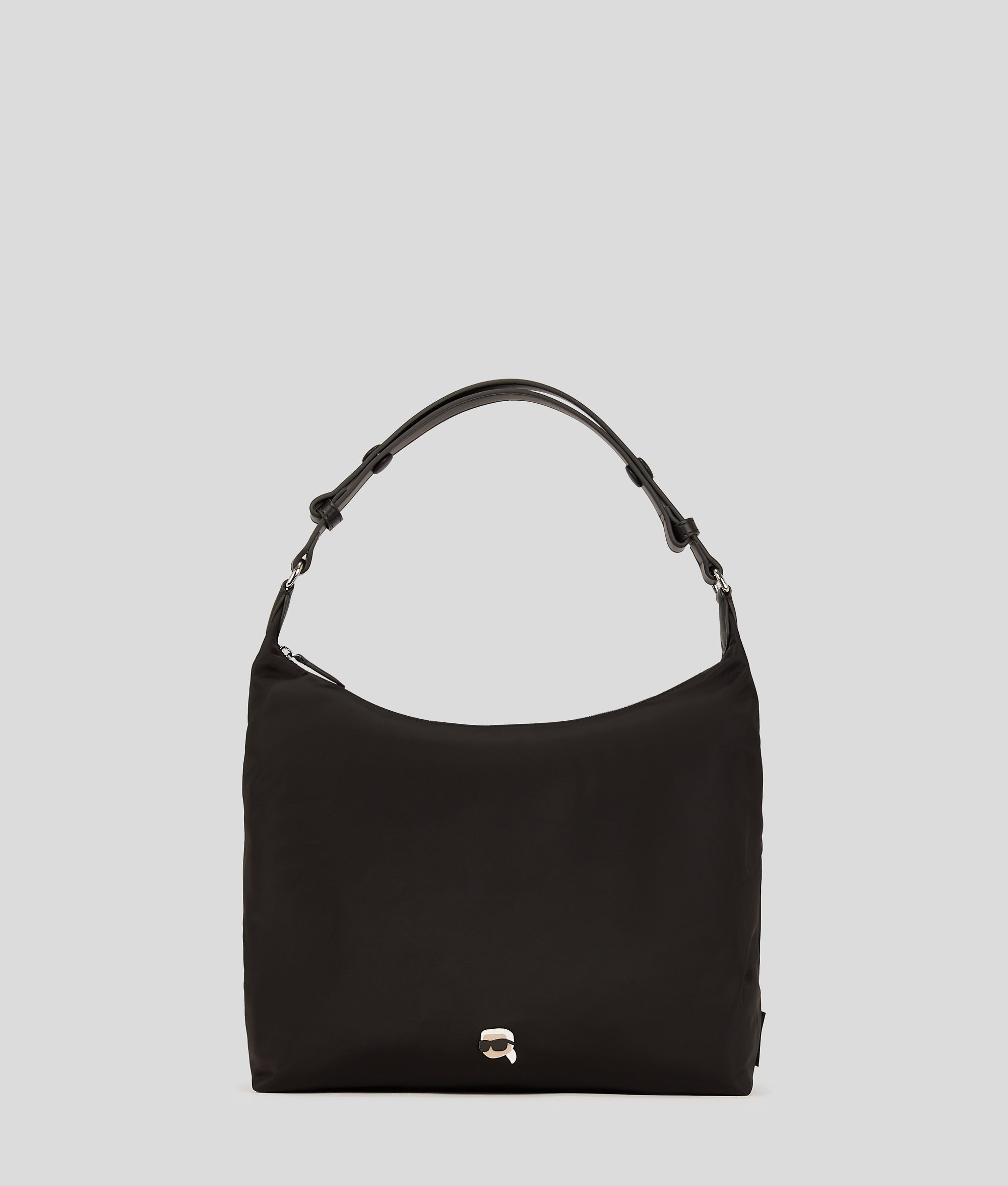 KarlLagerfeld Ikon Nylon Hobo Bag Black