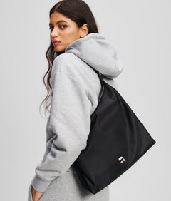 KarlLagerfeld Ikon Nylon Hobo Bag Black