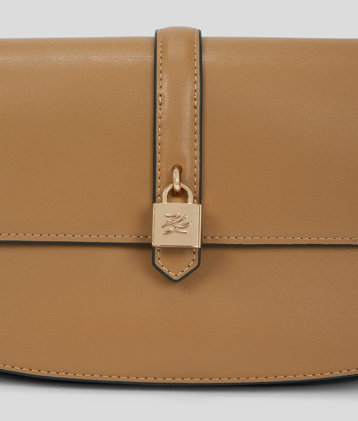 KarlLagerfeld Kautograph Padlock Shoulder Bag Caramel