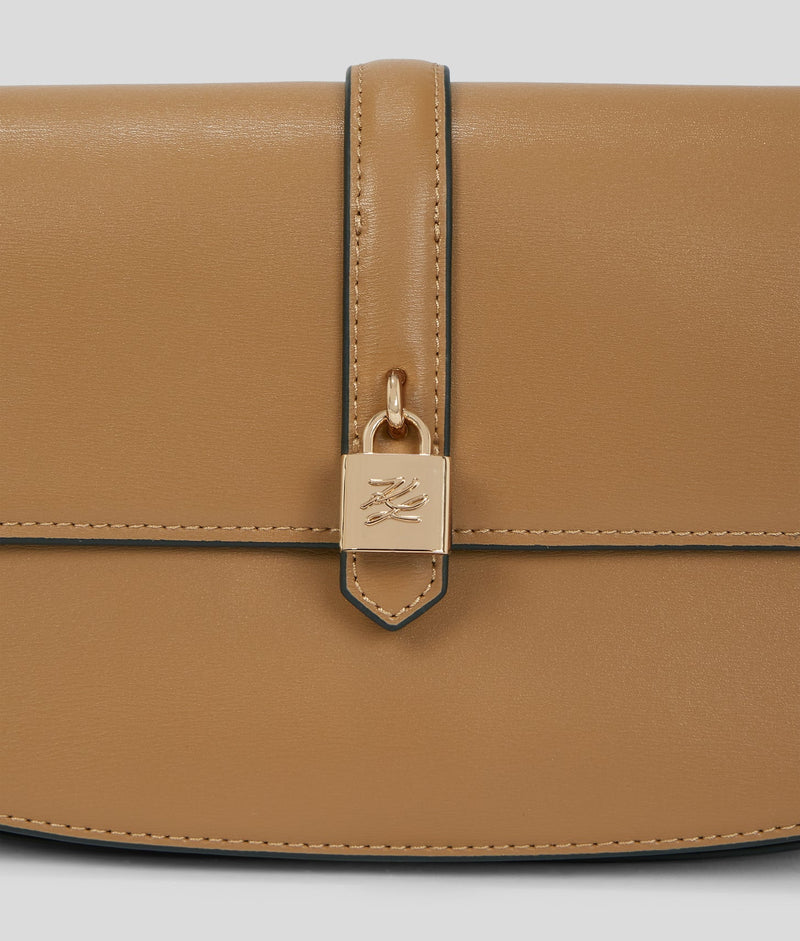 KarlLagerfeld Kautograph Padlock Shoulder Bag Caramel