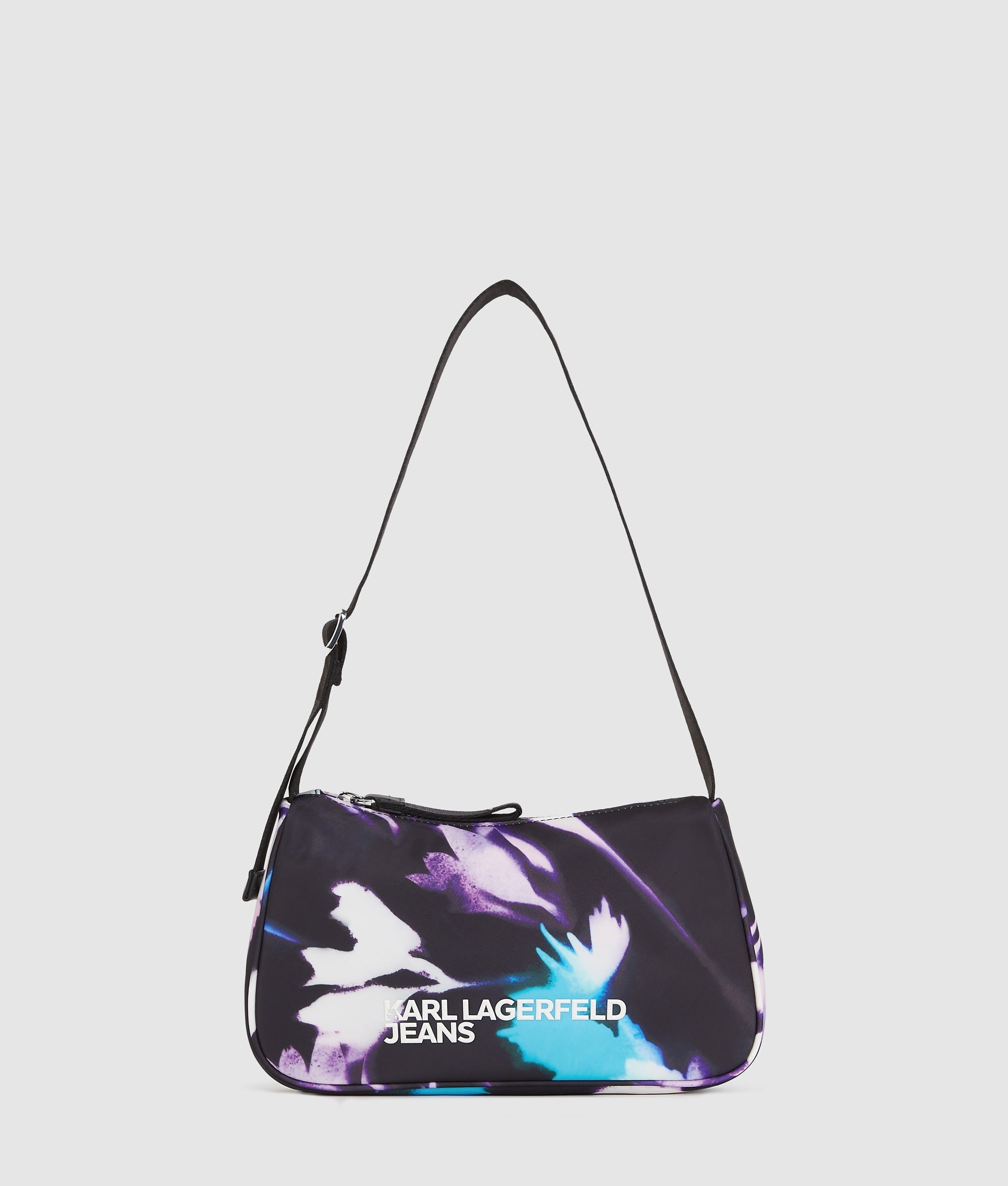 KarlLagerfeld Floral Nylon Shoulder Bag Floral All Over Print Black