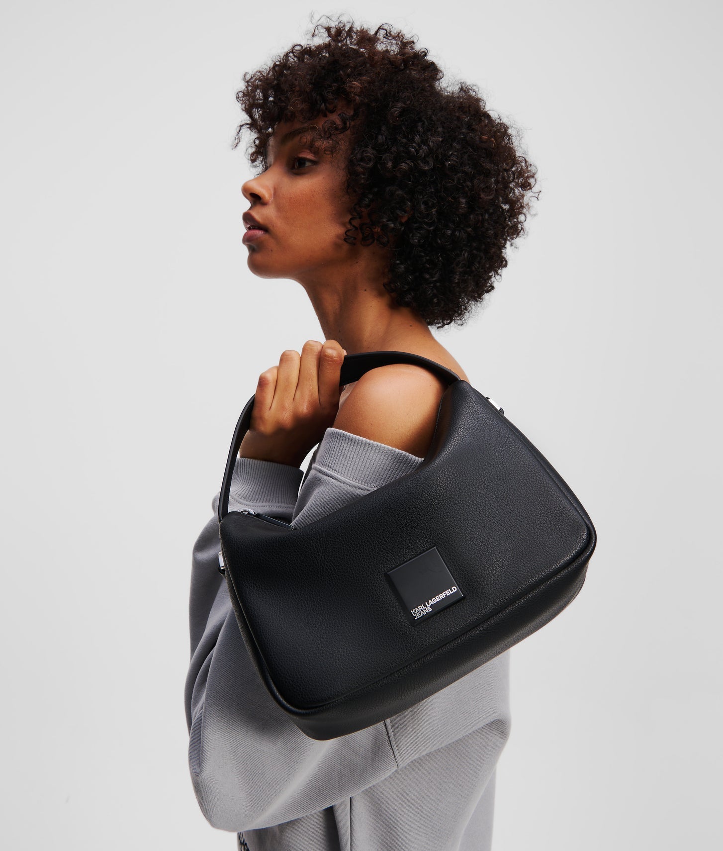 KarlLagerfeld Klj Box Logo Soft Mini Hobo Bag Black