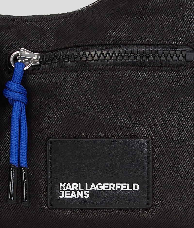 KarlLagerfeld Utility Coated Denim Shoulder Bag Coated Black Denim
