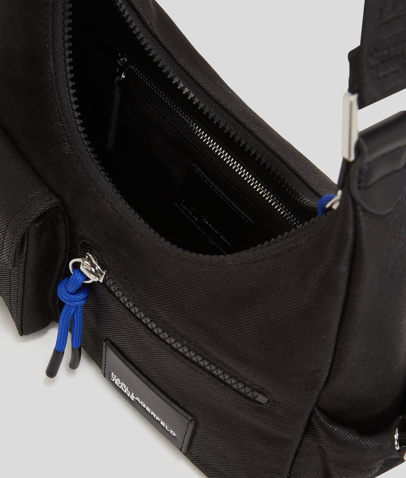 KarlLagerfeld Utility Coated Denim Shoulder Bag Coated Black Denim