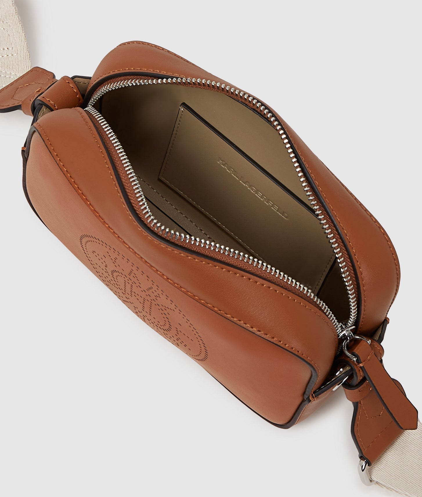 KarlLagerfeld Kcircle Perforated Crossbody Bag Dark Tan
