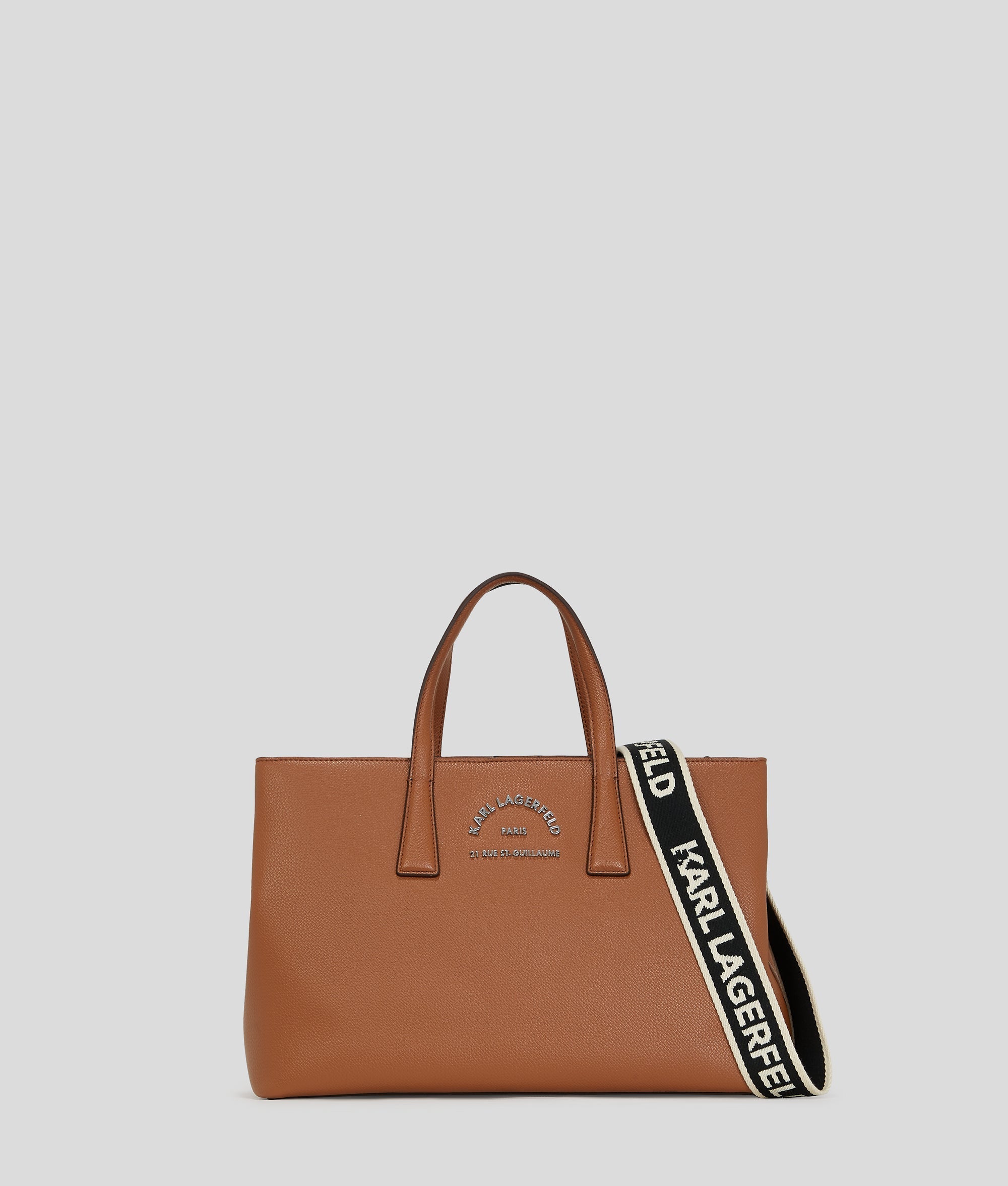 KarlLagerfeld Rue St-Guillaume Metal Satchel Bag Dark Tan