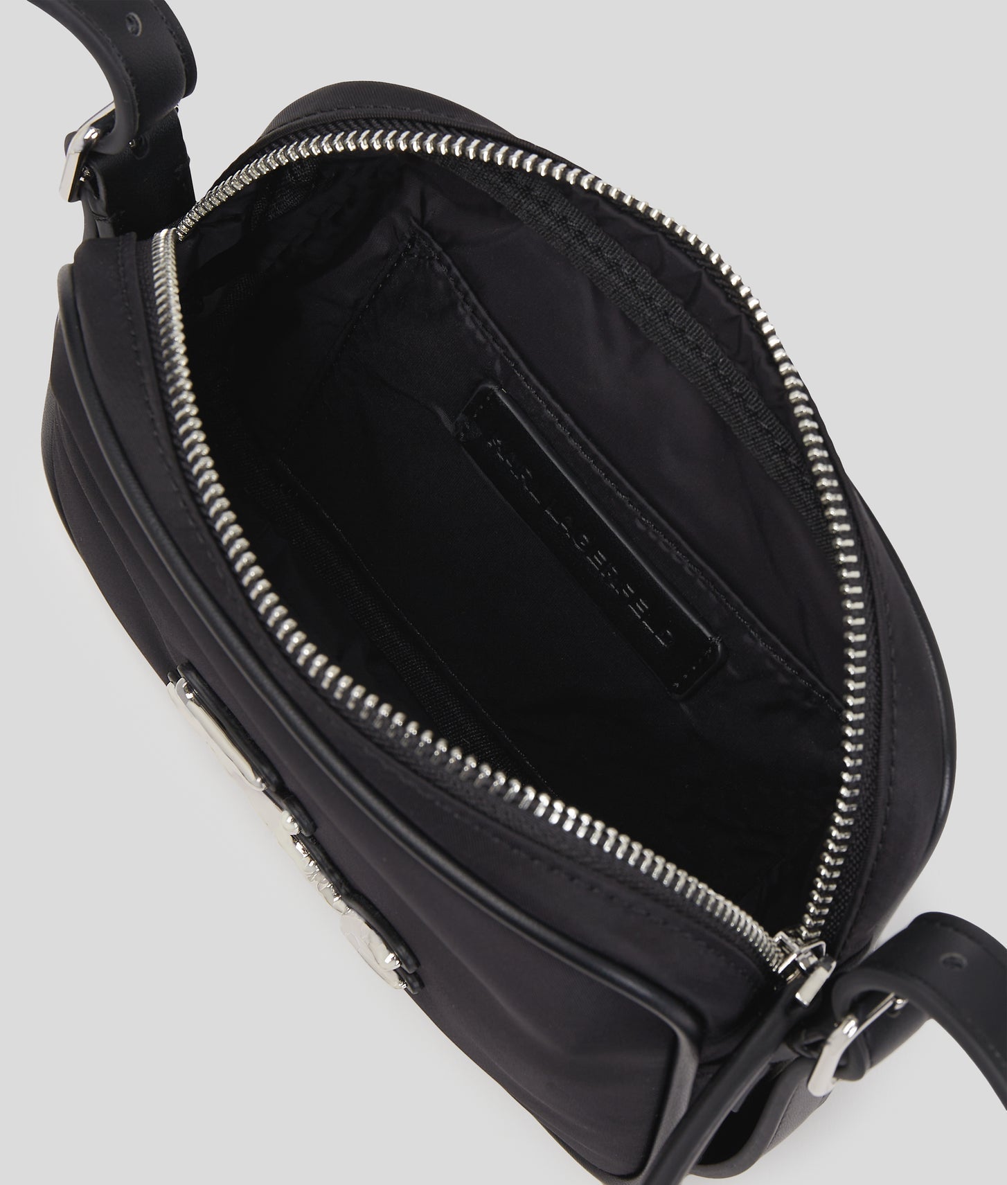 KarlLagerfeld Ksignature Nylon Crossbody Pouch Black-Nickel