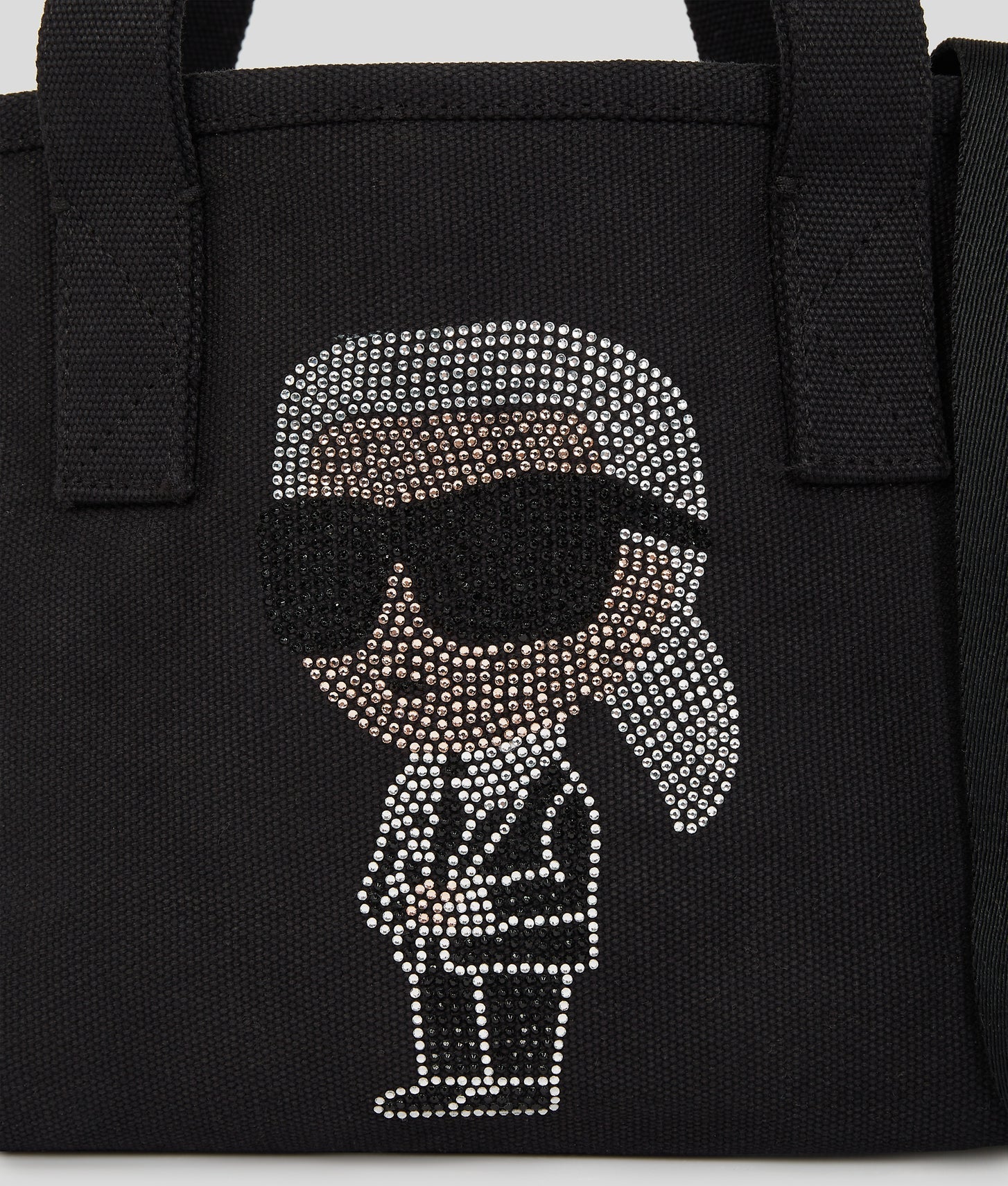 KarlLagerfeld Ikon Small Rhinestone Shopper Black