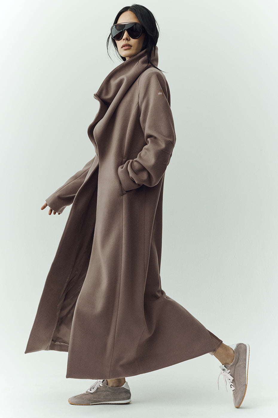 Alo Yoga Wool Blend Nightfall Long Coat - Alpine Cocoa Heather