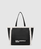KarlLagerfeld Faux-Shearling Tote Bag Black/White